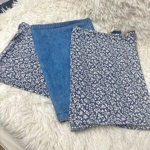 Laura Ashley Reversible Rectangular Placemat 3 Piece Solid Denim & Sweet Allysum